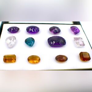 348cts of Large Loose Natural Amethyst, Topaz, Citrine Gemstones (12 total)